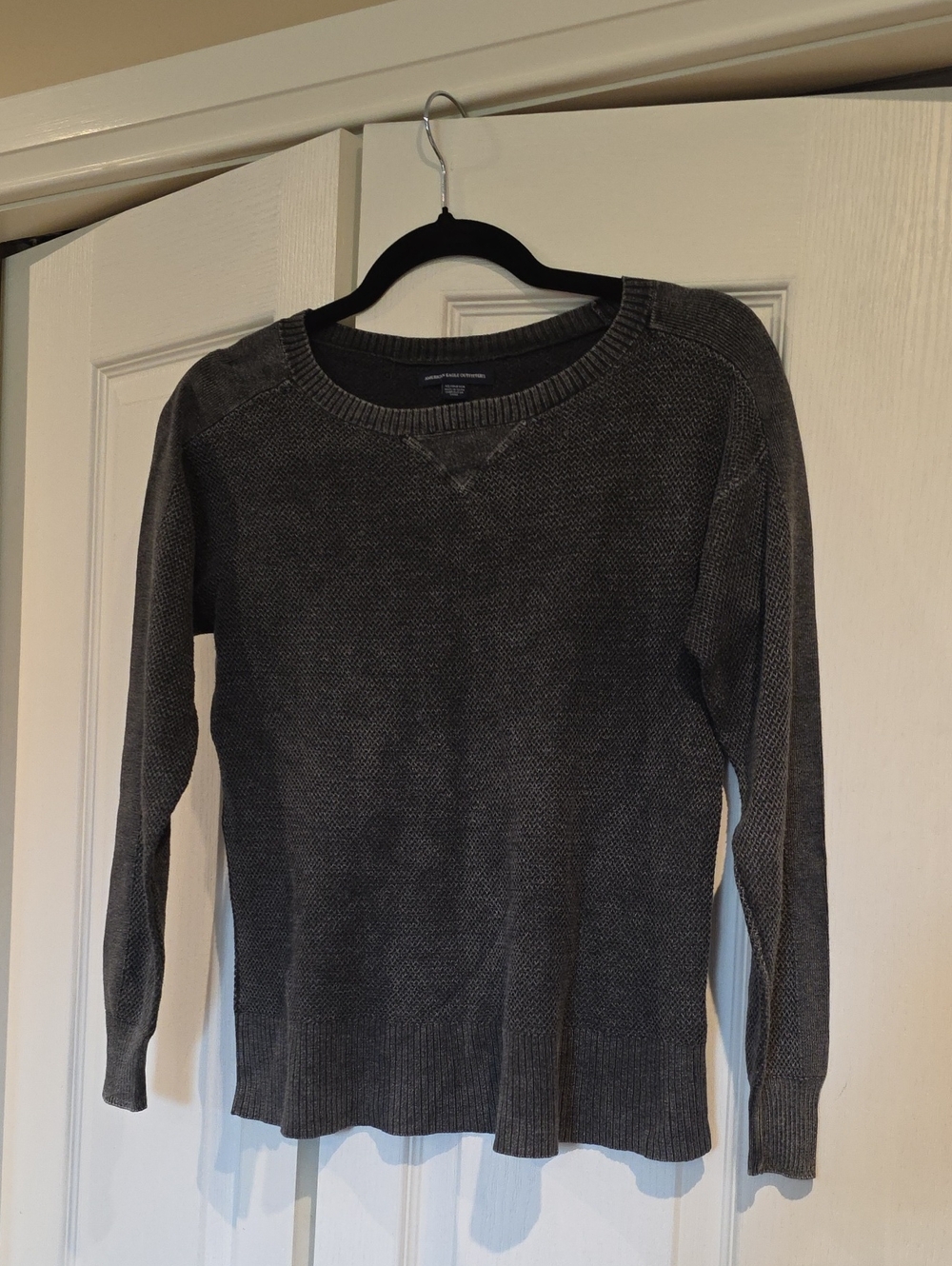 Women's Crewneck Knit Sweater - Charcoal Gray